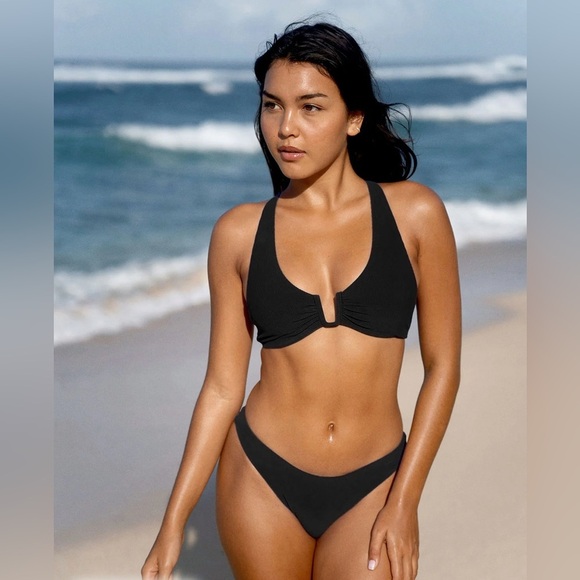 Berlook U-Ring cross back Black Women's bikini set Sz S nwt, 013 - Picture 1 of 8